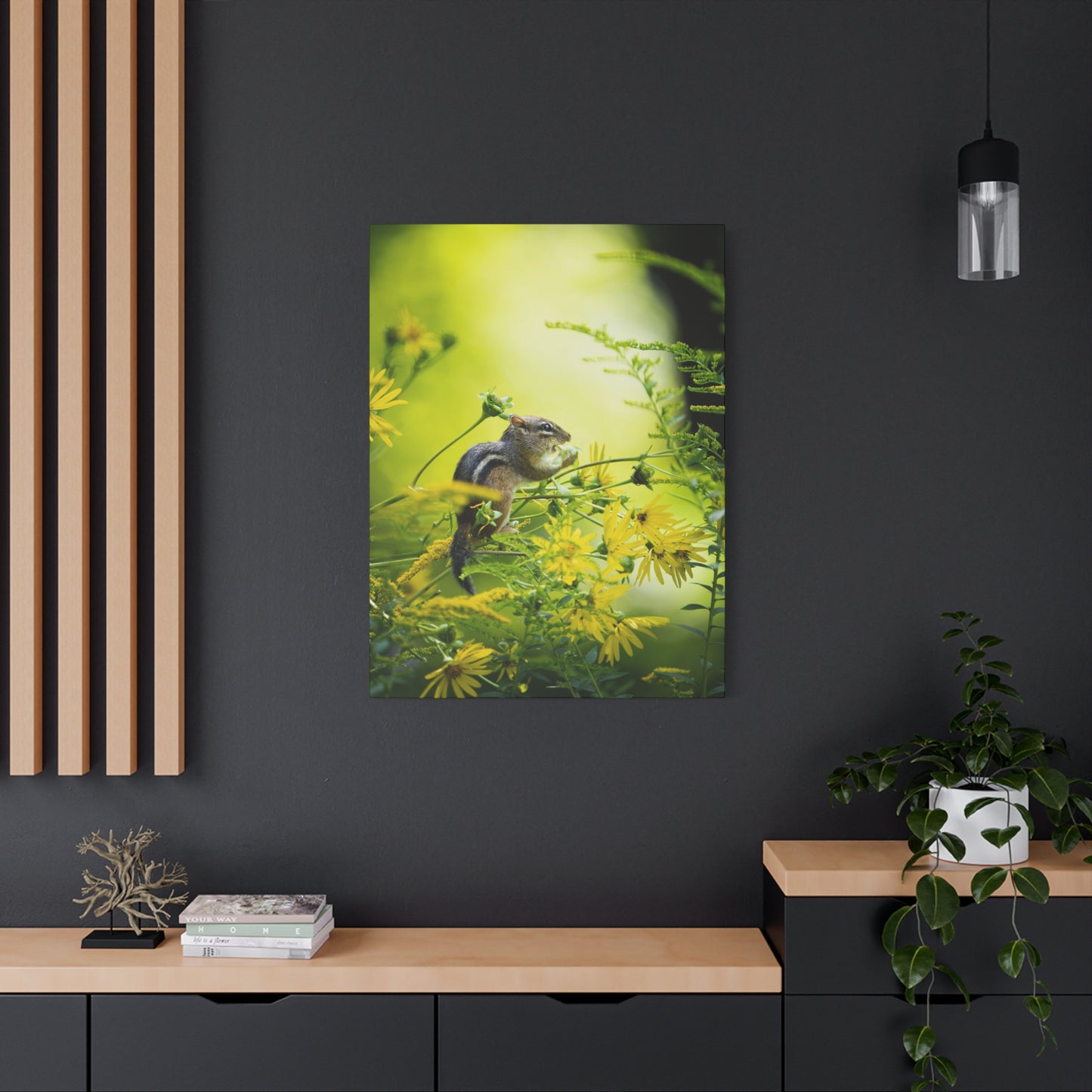 Eastern Chipmunk on Cup Plant - Matte Nature Print
